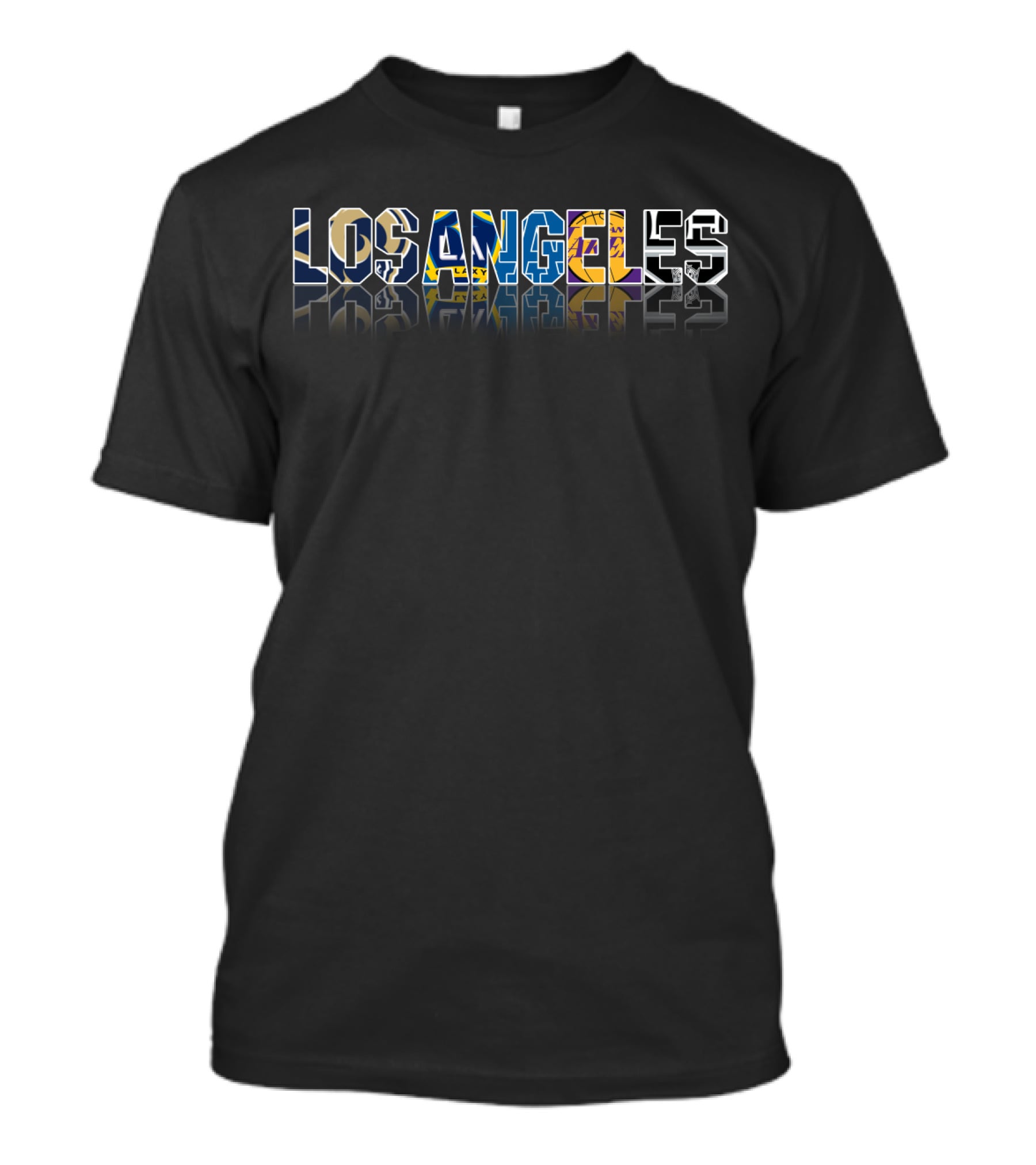 Los Angeles Skyline And Sports Icons Reflected T-Shirt