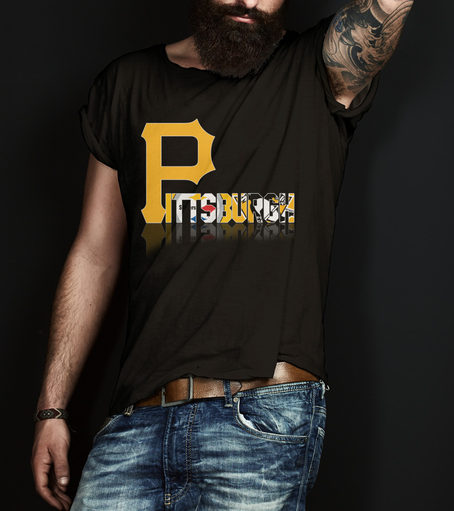 Pittsburgh Steelers Penguins Logos Reflected Contrasts T-Shirt