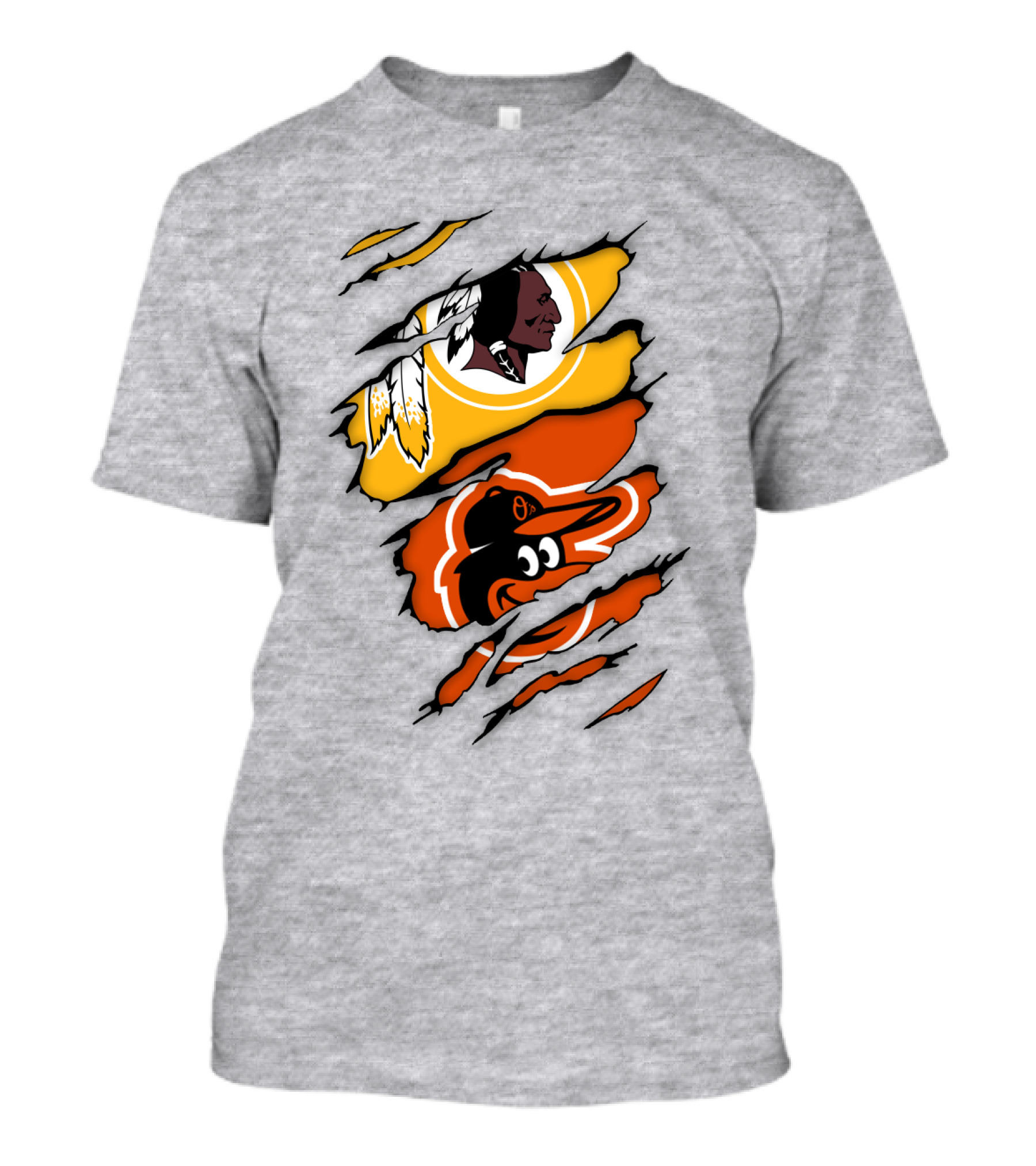 Washington Redskins Baltimore Orioles Torn Logo Layers T-Shirt