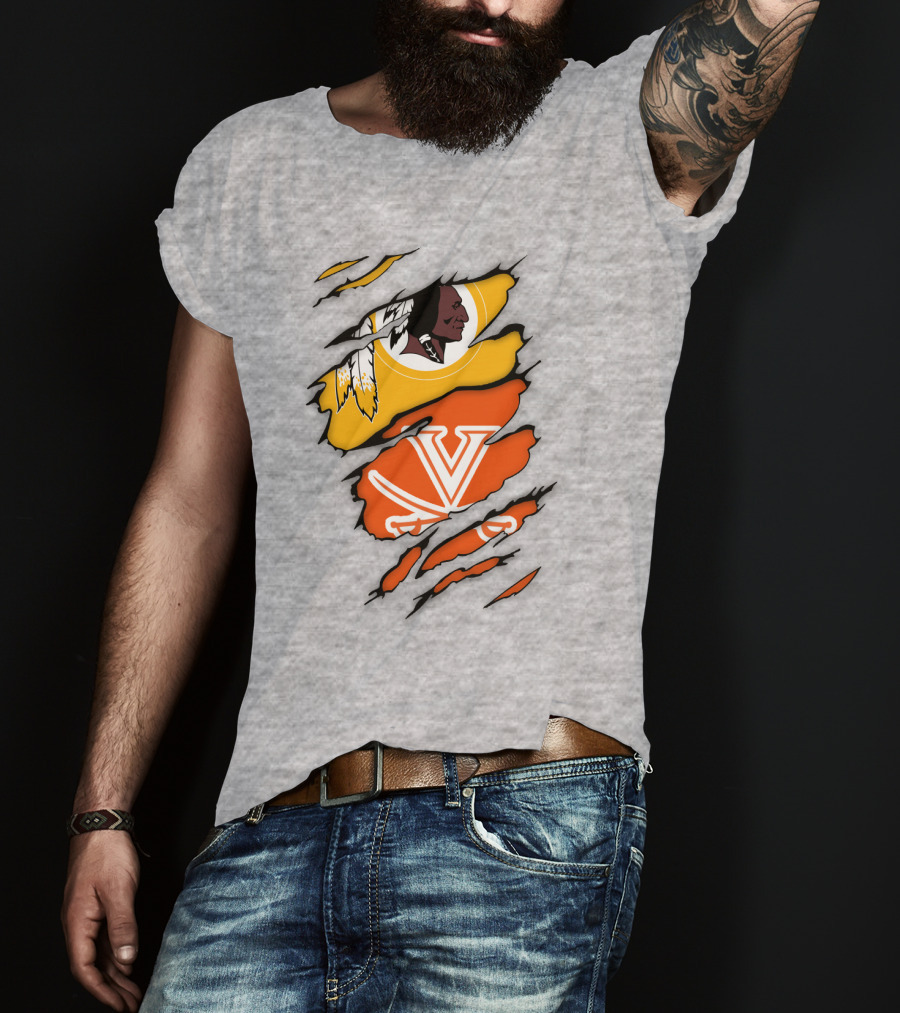 Virginia Cavaliers And Washington Redskins Torn T-Shirt