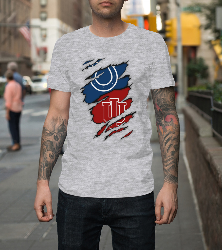 Indiana Indianapolis Colts Iu Hoosiers Logo Fusion T-Shirt