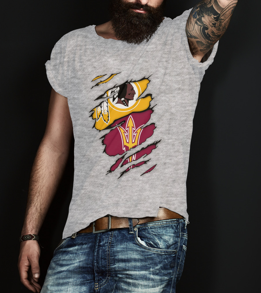 Washington Redskins Arizona State Sun Devils Logo Mashup T-Shirt