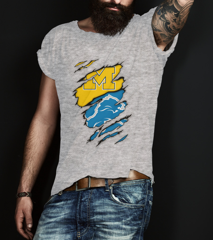 Detroit Loins Michigan M Wolverine Lion Claw Marks T-Shirt