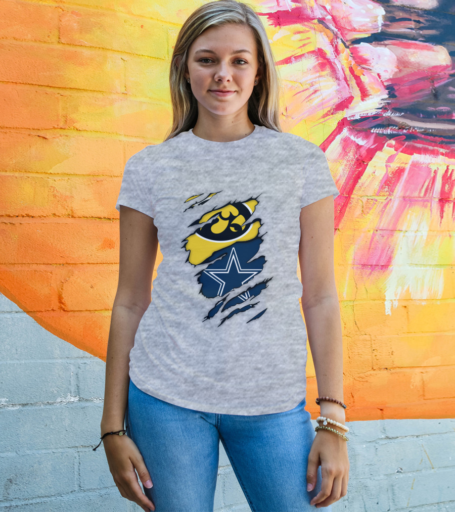 Dallas Cowboys Iowa Hawkeyes Fan Claw Marks T-Shirt