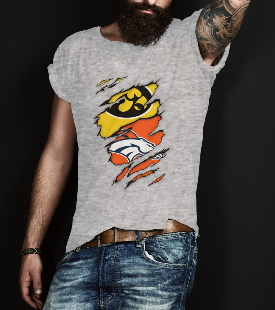 Iowa Hawkeyes Denver Broncos Fan Crossover T-Shirt