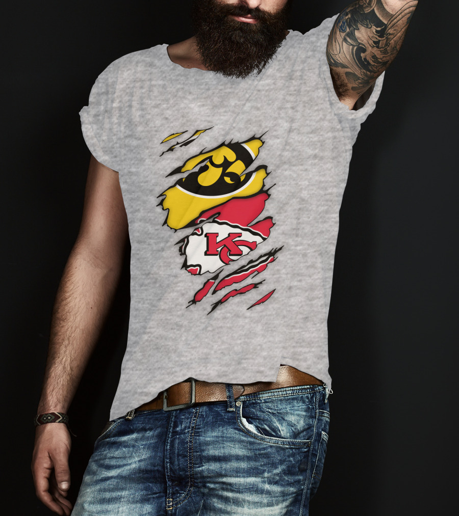 Iowa Hawkeyes Kansas City Chiefs Torn Claw Marks T-Shirt
