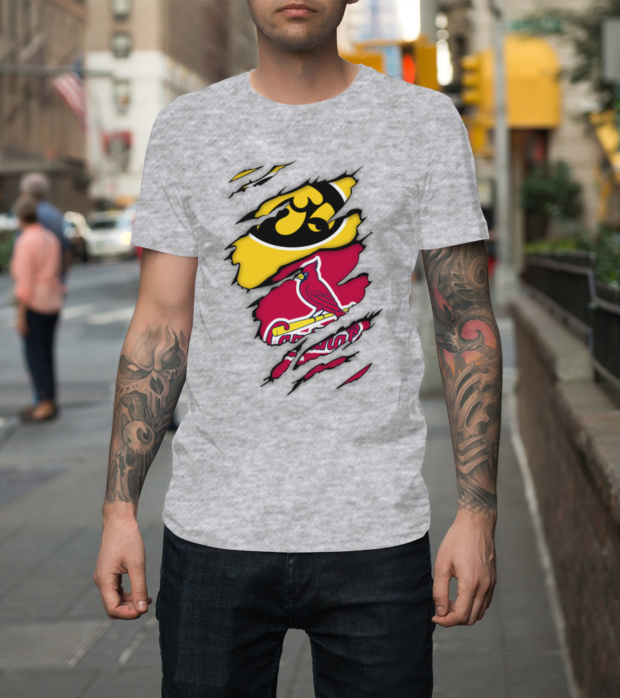 St Louis Cardinals Iowa Hawkeyes Ripped T-Shirt