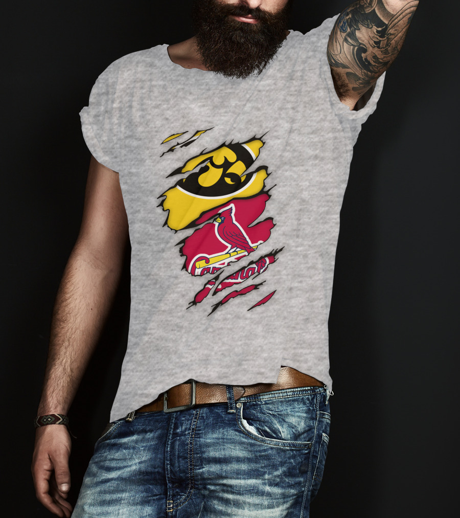 St Louis Cardinals Iowa Hawkeyes Ripped T-Shirt