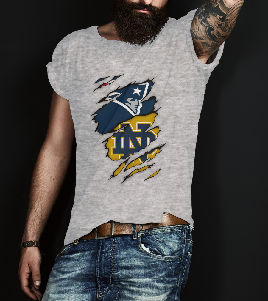 Notre Dame Fighting Irish Patriots Logo Mashup T-Shirt