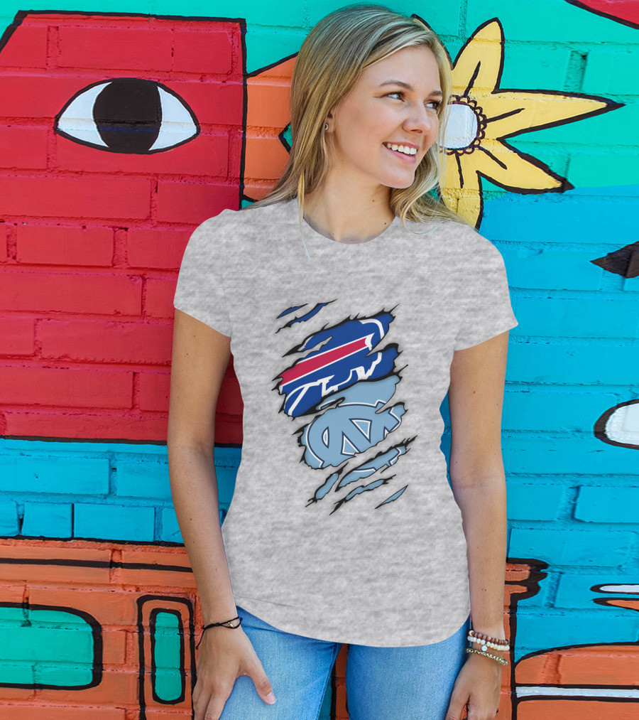 Buffalo Bills North Carolina Tar Heels Logo Claw Marks T-Shirt