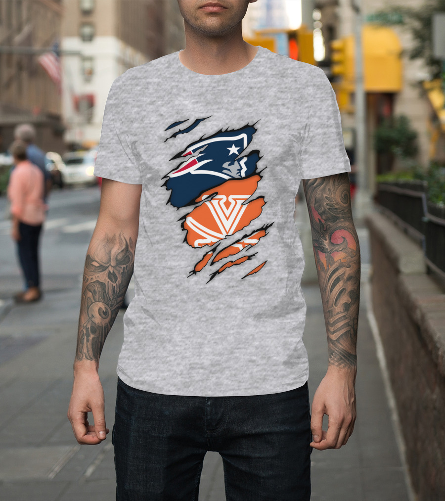 New England Patriots Virginia Cavaliers Dual Logo Fan T-Shirt