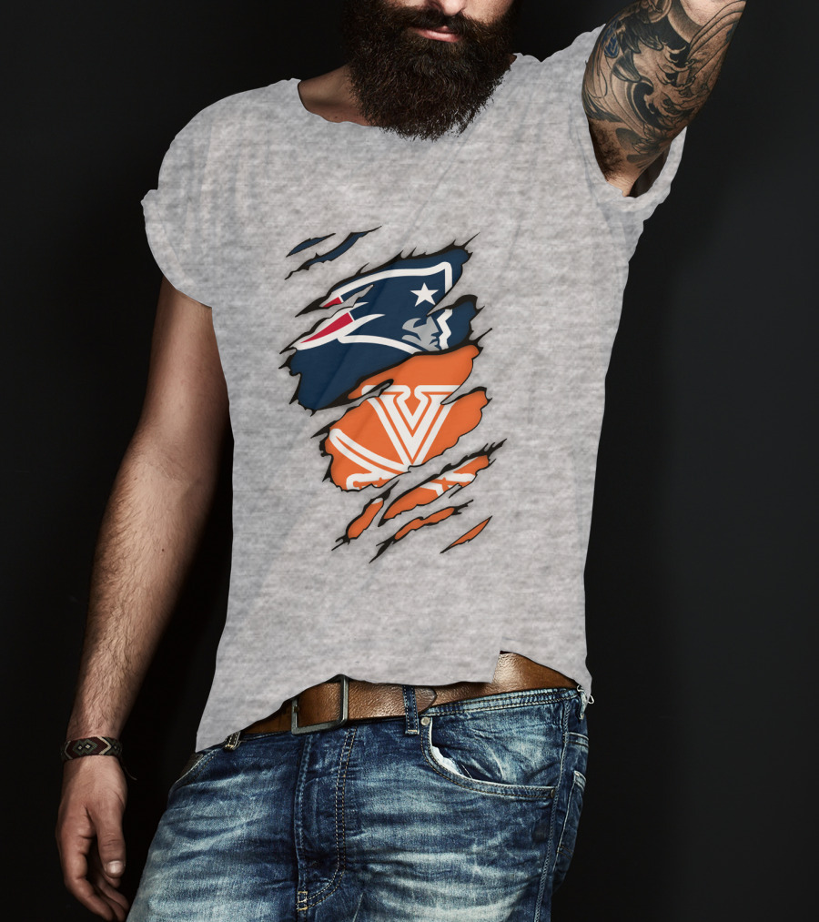 New England Patriots Virginia Cavaliers Dual Logo Fan T-Shirt