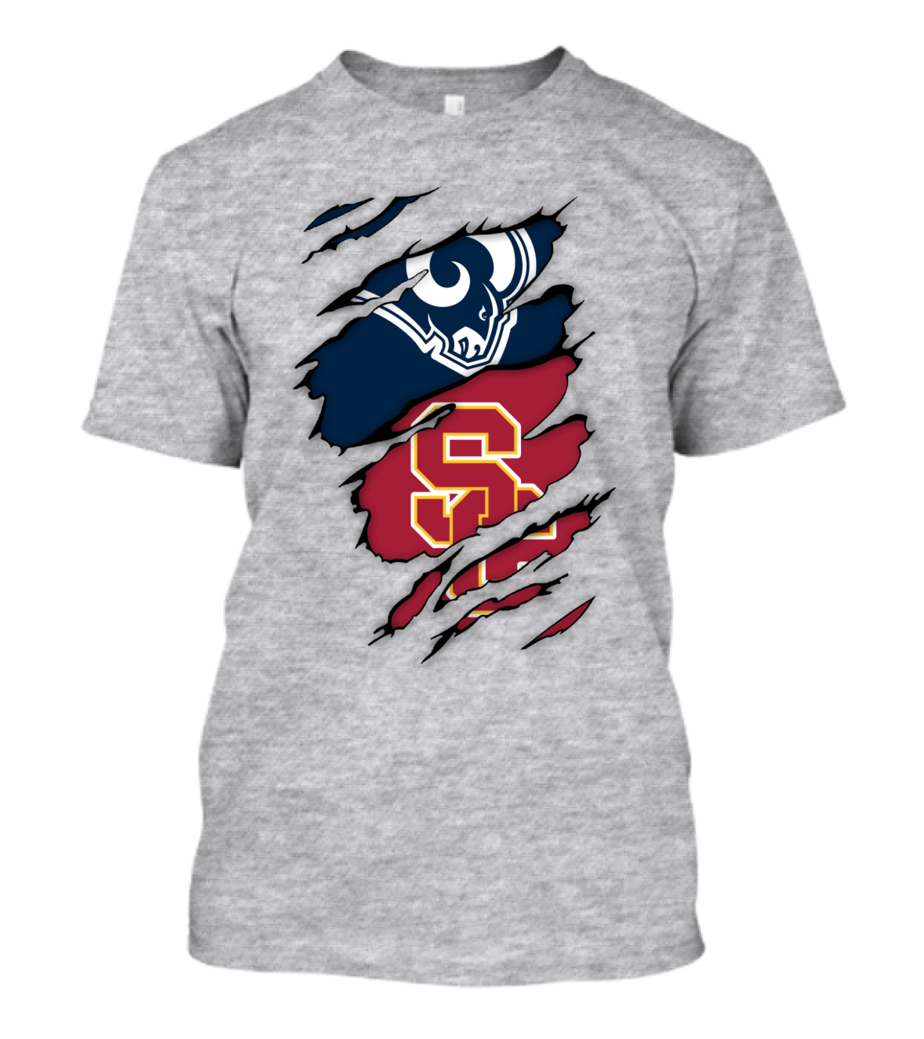 Los Angeles Rams Usc Trojans Logo Fusion T-Shirt