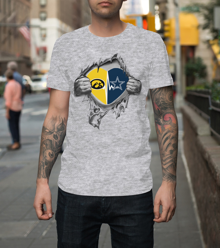 Dallas Cowboys Hawkeyes Heartbeat Torn Fabric T-Shirt