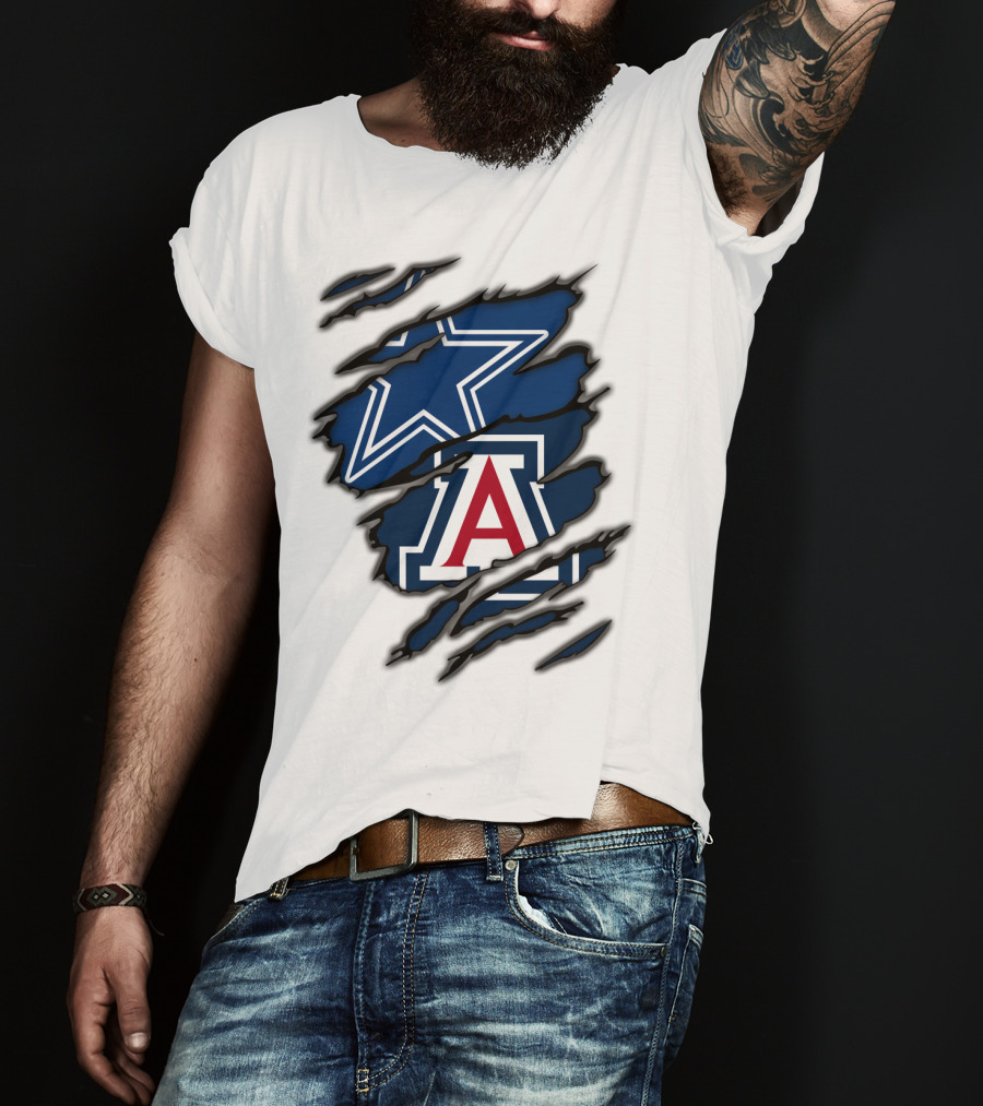 Dallas Cowboys Arizona Wildcats Torn Ripped Claw T-Shirt