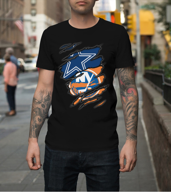 Shirt: Dallas Cowboys New York Islanders Logo Mashup T-Shirt Dallas Cowboys New York Islanders Logo Mashup T-Shirt