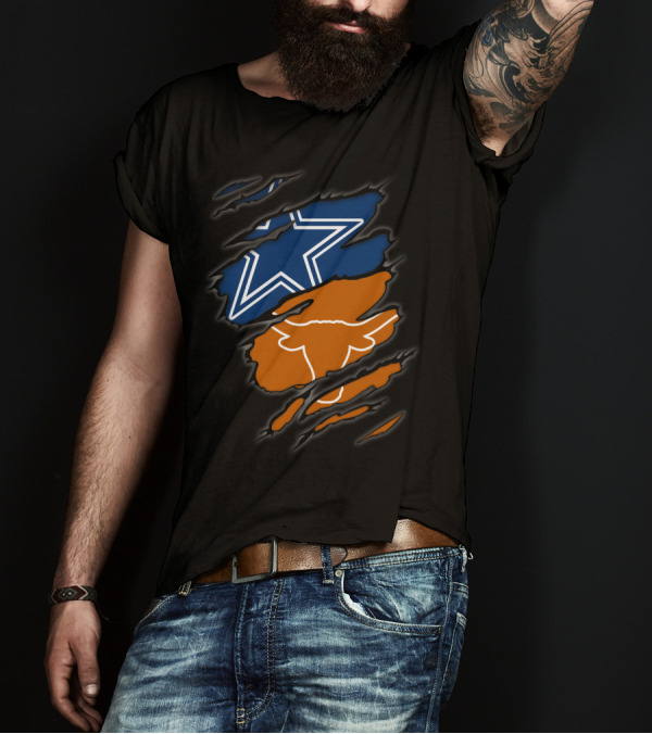 Dallas Cowboys Texas Longhorns Ripped T-Shirt