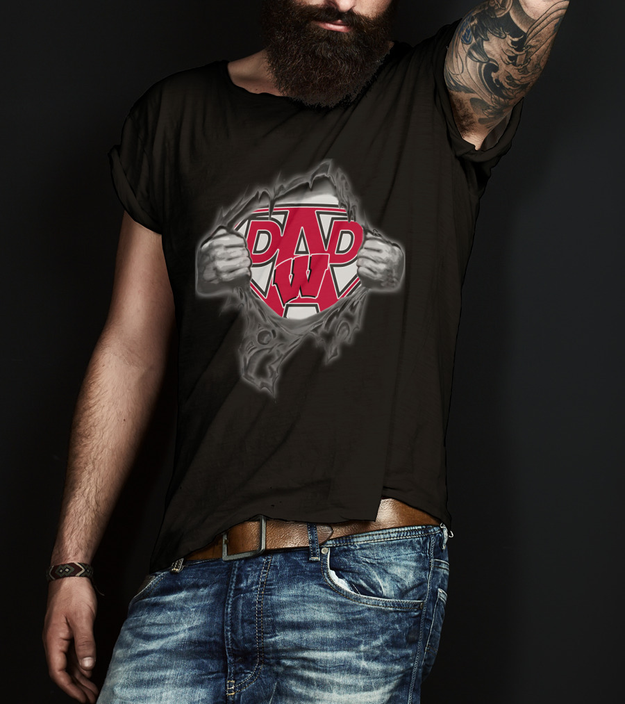 Wisconsin Badgers Dad Superhero T-Shirt