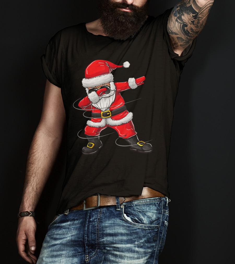 Christmas Dabbing Santa Boy Girl Santa Dab Pose T-Shirt