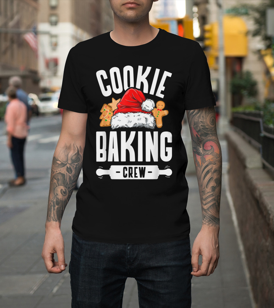 Cookie Baking Crew Christmas Santa Hat Gingerbread Family T-Shirt