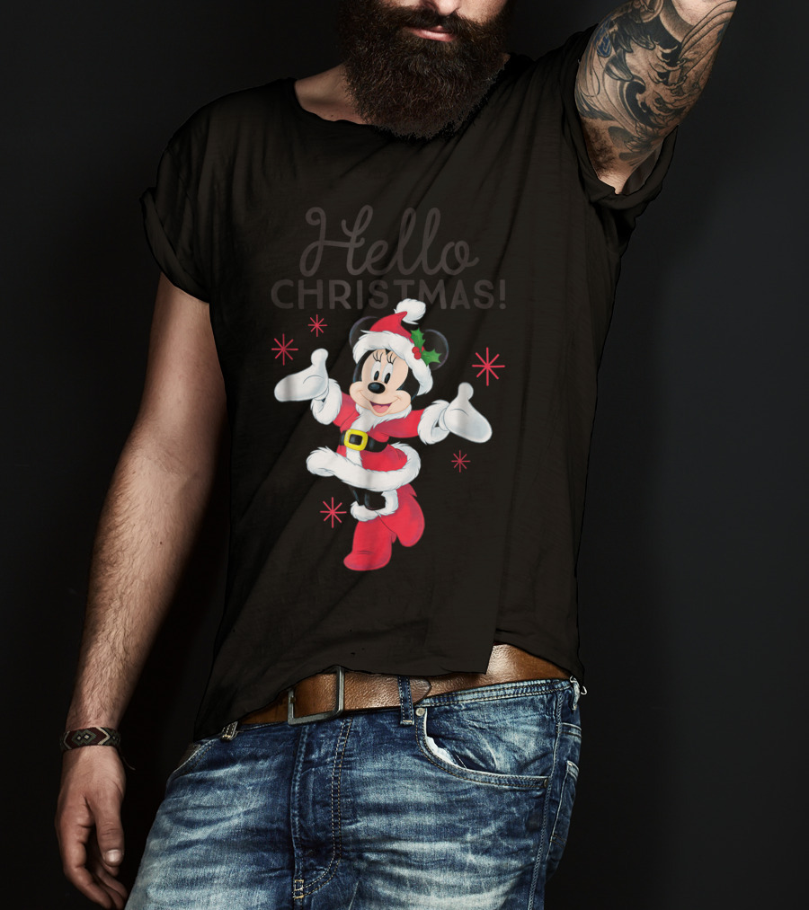 Disney Santa Minnie Mouse Hello Christmas T-Shirt