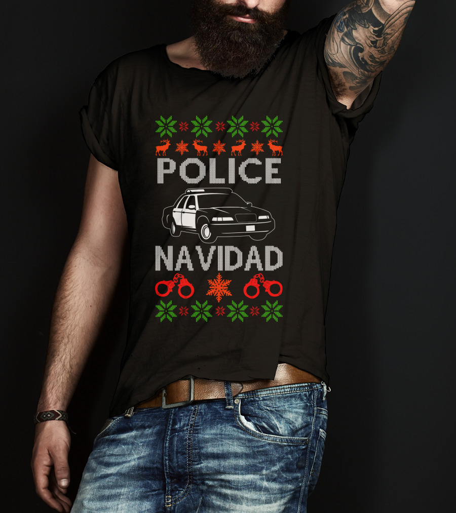 Police Navidad Ugly Christmas Holiday Law Enforcement T-Shirt