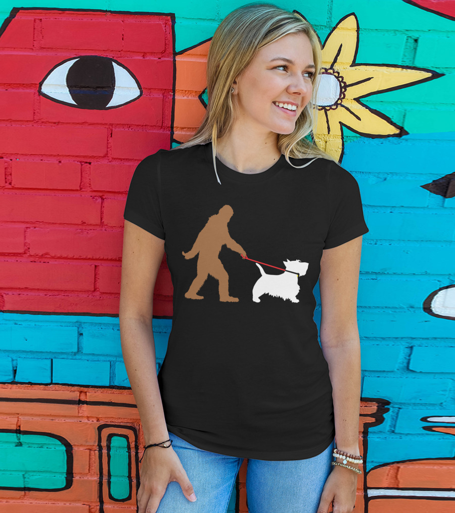Bigfoot Walking Scottish Terrier Dog Leash Iconic T-Shirt