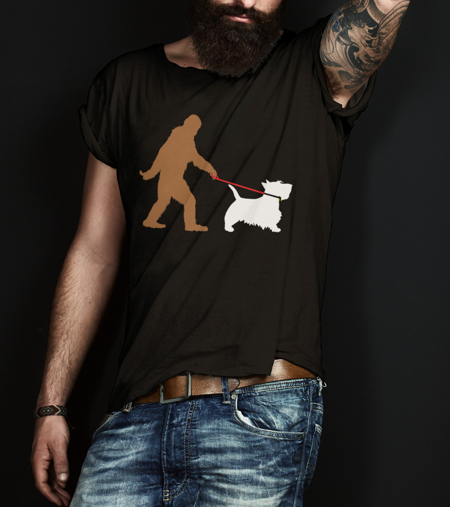 Bigfoot Walking Scottish Terrier Dog Leash Iconic T-Shirt
