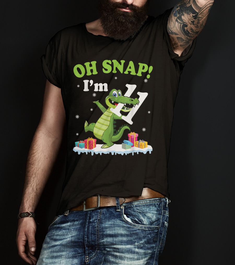 Oh Snap I'm Eleven Crocodile Snow Noel T-Shirt
