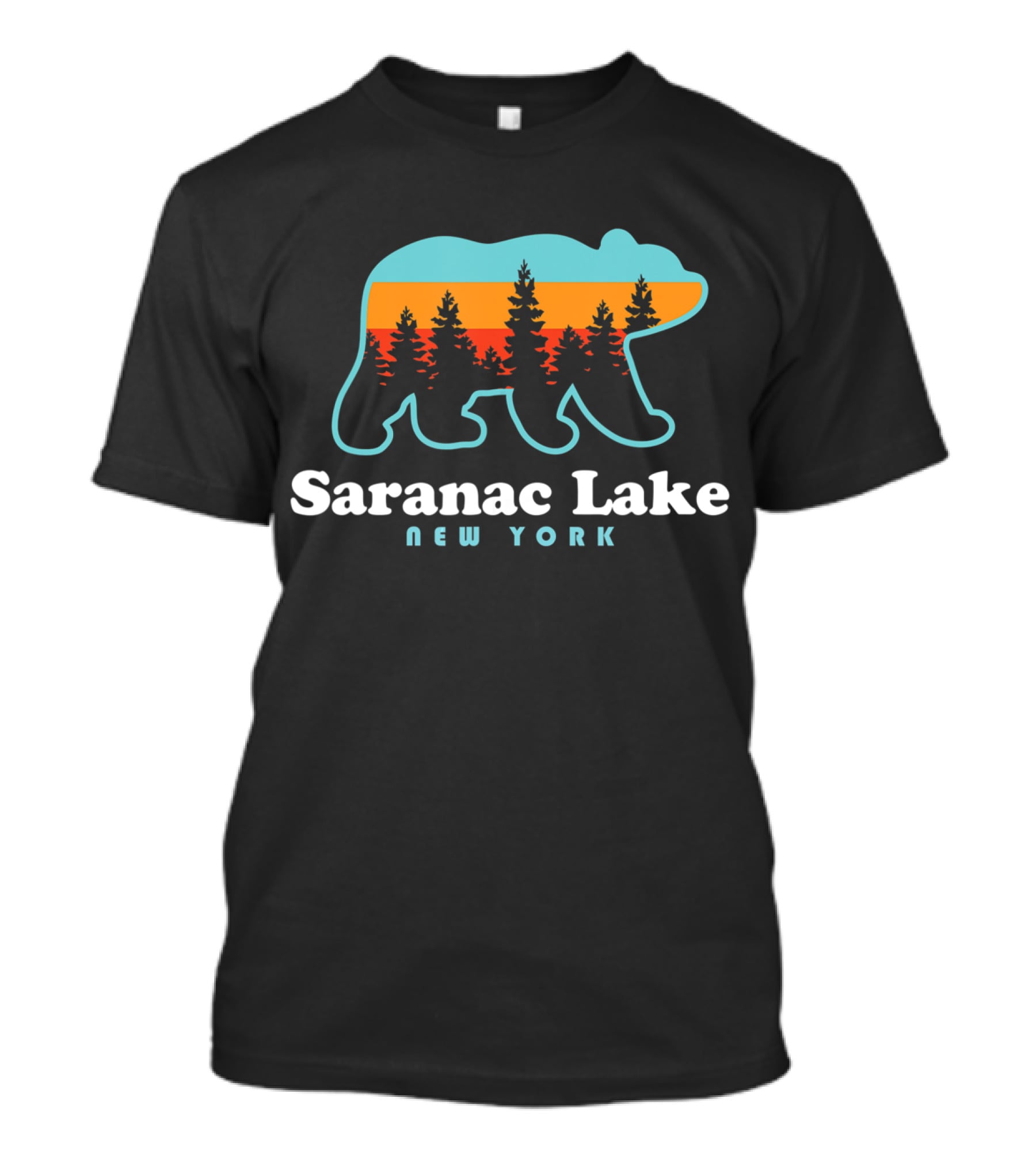 Saranac Lake New York Adirondacks Bear Forest Sunset T-Shirt