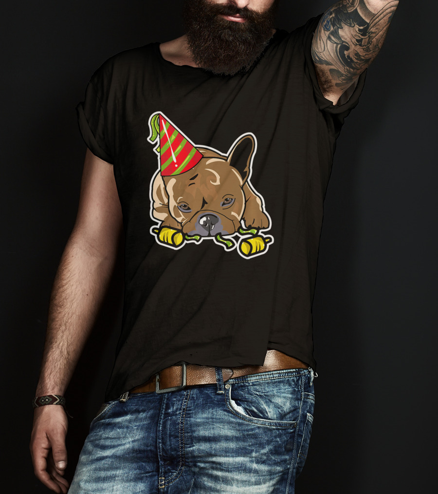 Eve French Bulldog Frenchie Happy New Year Party Hat T-Shirt