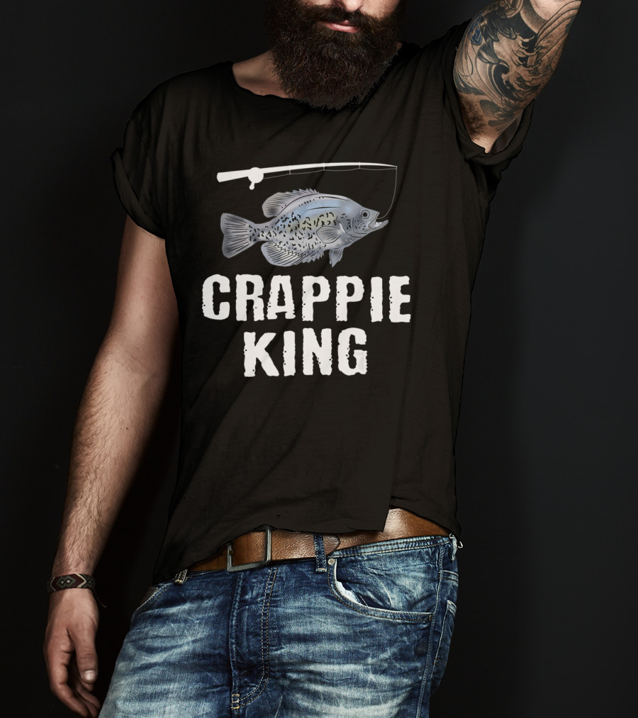 Crappie King Fishing Pan Fish With Fishing Rod T-Shirt
