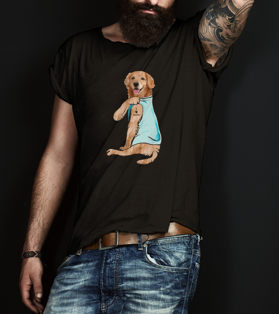 Golden Retriever I Love Mom Tattoo T-Shirt