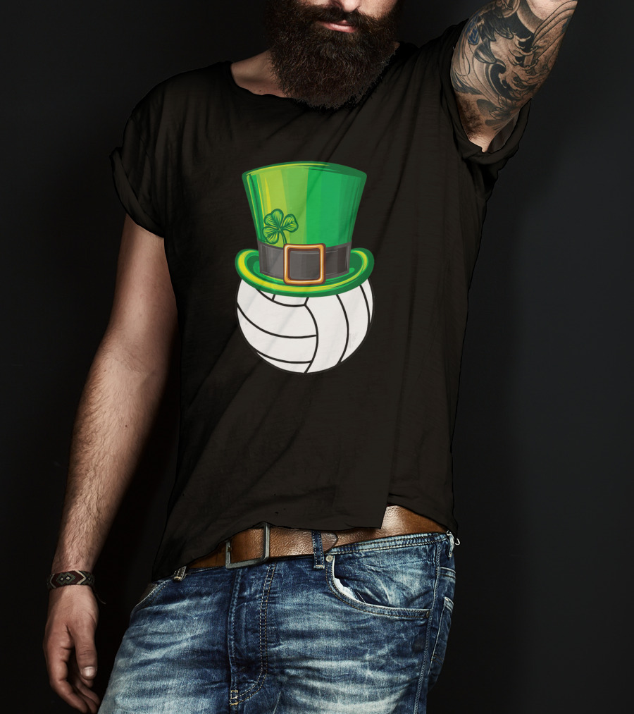 Volleyball Patrick's Day Clover Hat Volley Player T-Shirt