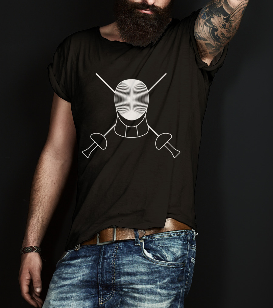Fencing Mask With Crossed Swords Fencers T-Shirt