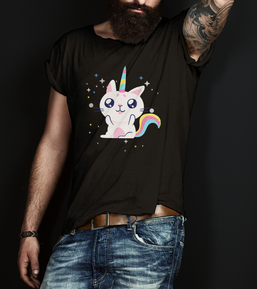Caticorn Lover Rainbow Unicorn Cat T-Shirt