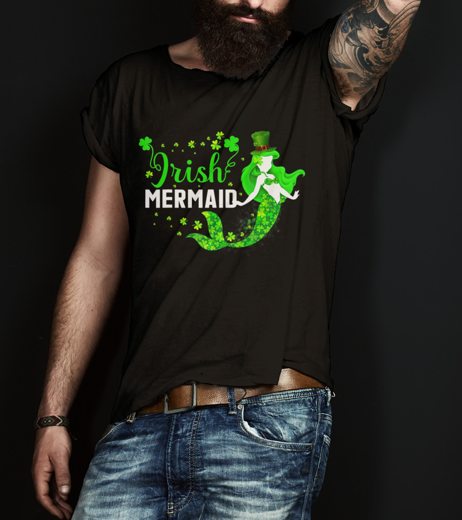 Irish Mermaid St Patrick Day Clover Hat T-Shirt