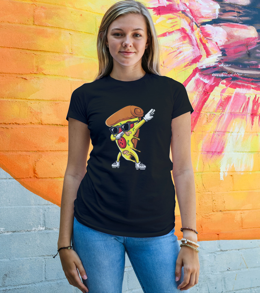 Dabbing Pizza Slice With Sunglasses And Sneakers Italian Food T-Shirt