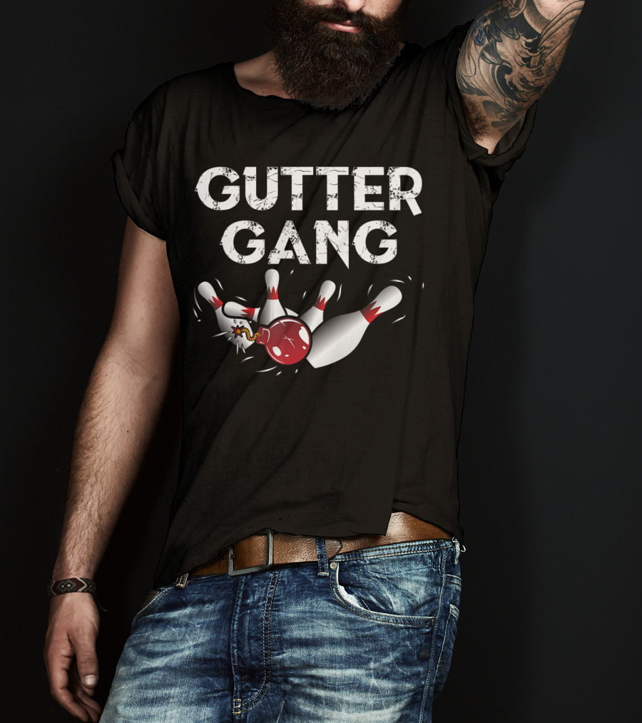 Gutter Gang Exploding Bowling Pins Funny Bowling T-Shirt