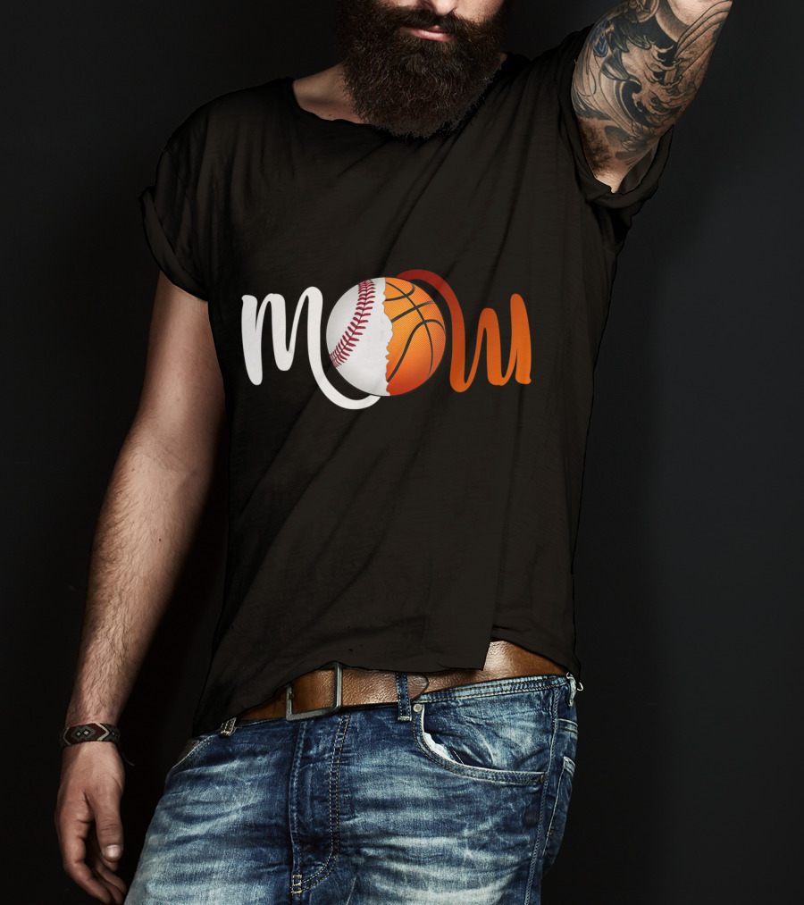 Mom Baseball Basketball Fusion T-Shirt