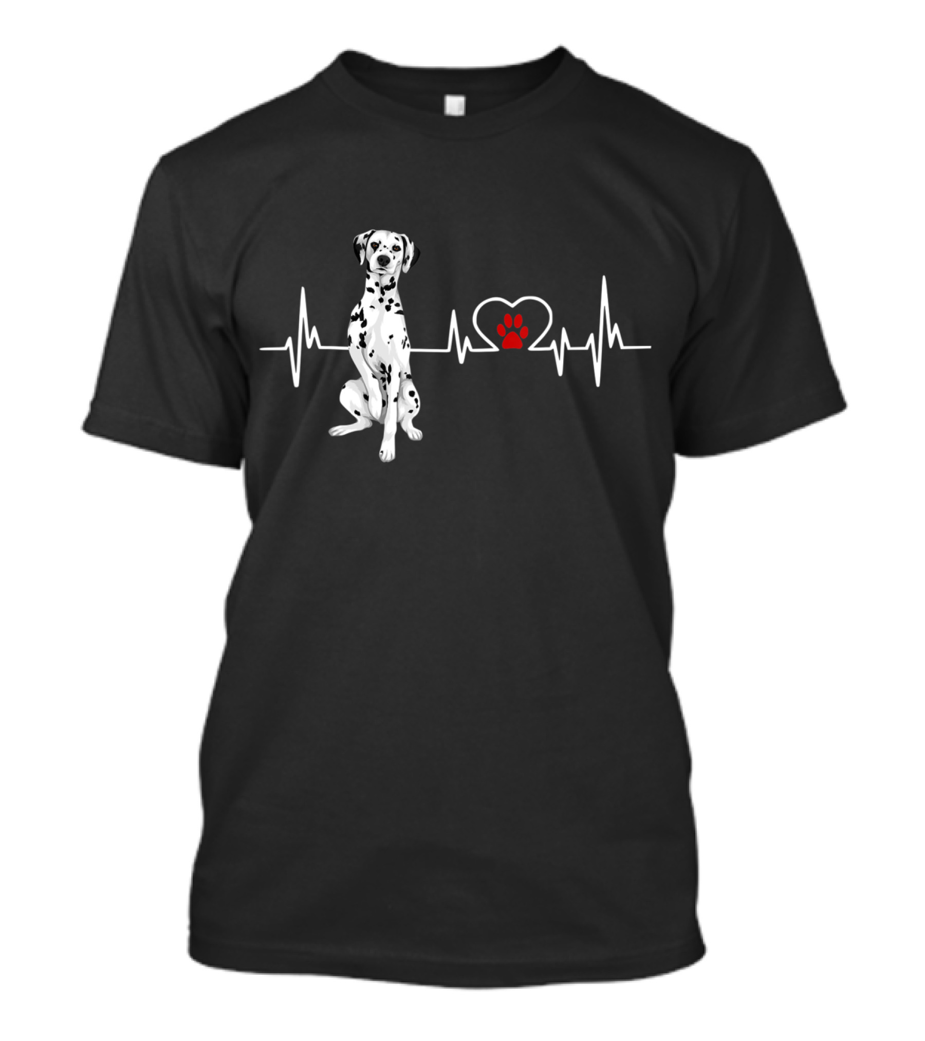 Dalmatian Heartbeat EKG Heart Paw Outline T-Shirt