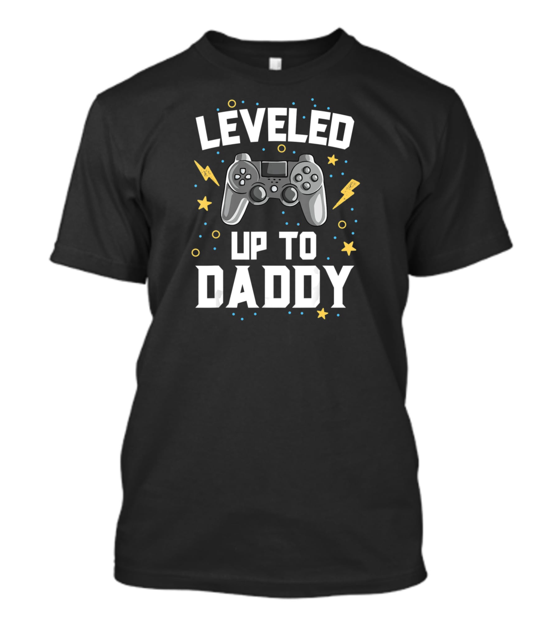 Leveled Up To Daddy Gamer With Game Controller And Stars T-Shirt
