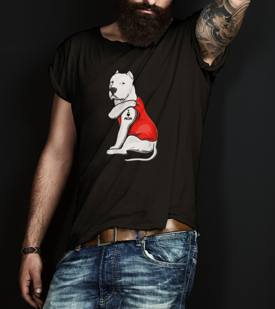 Dogo Argentino I Love Mom Tattoo Red T-Shirt
