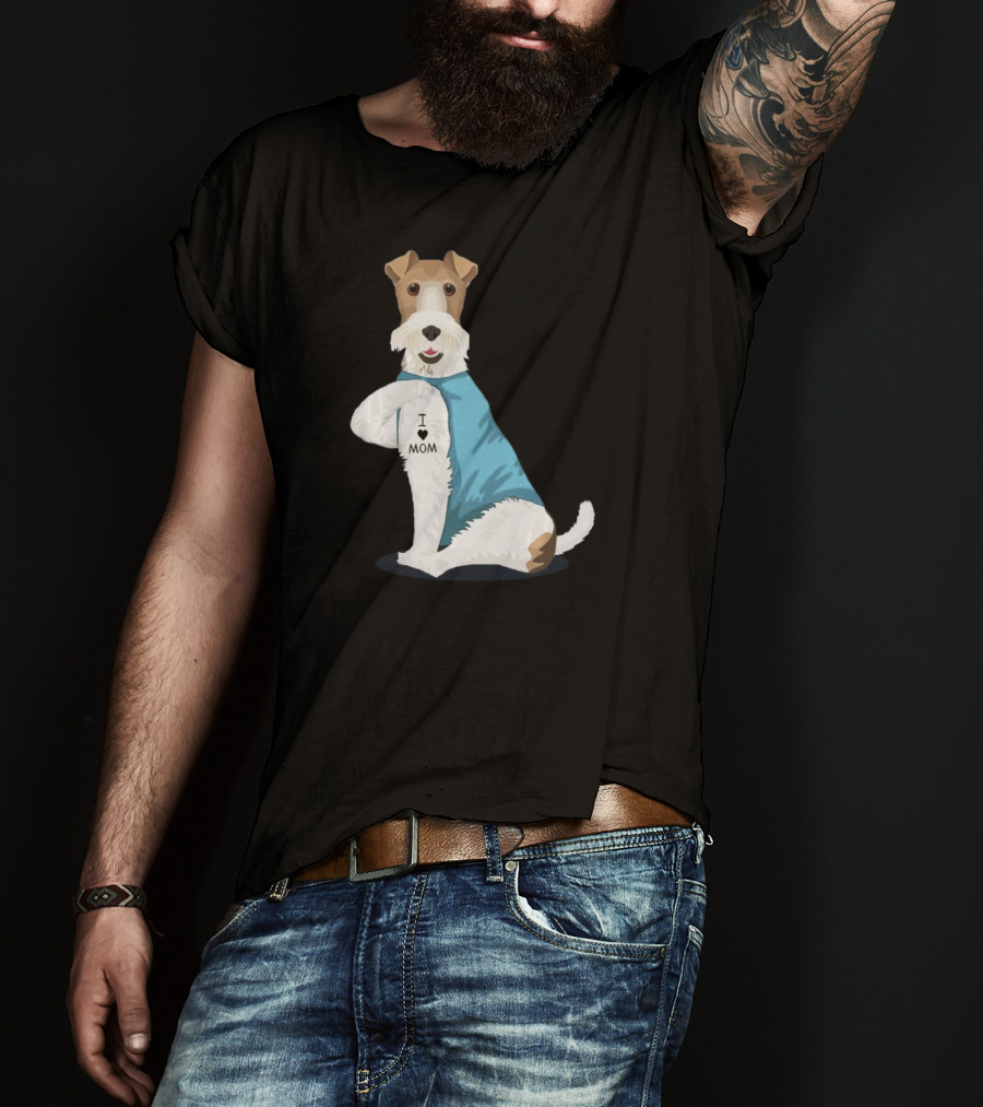 Fox Terrier I Love Mom Tattoo T-Shirt