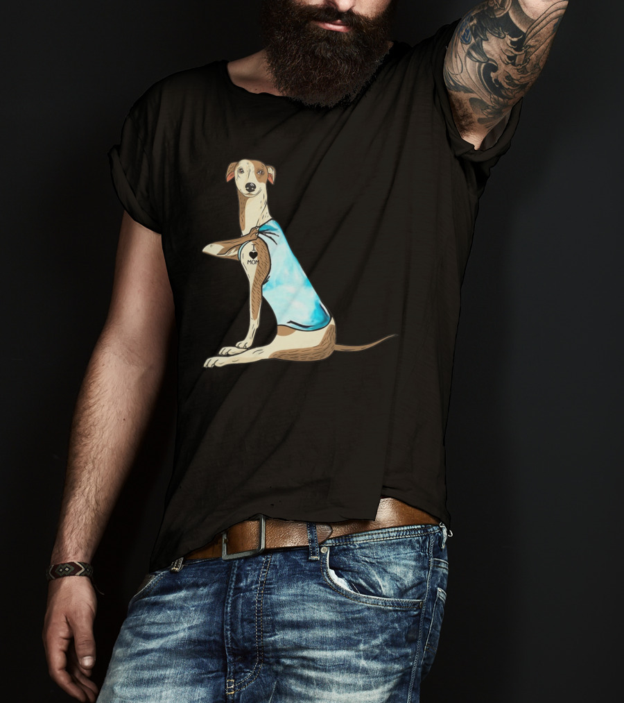 Whippet Dog I Love Mom Tattoo Iconic T-Shirt