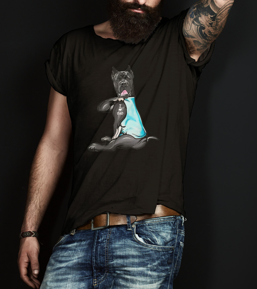 Cane Corso I Love Dad Shirt Black Dog Blue T-Shirt