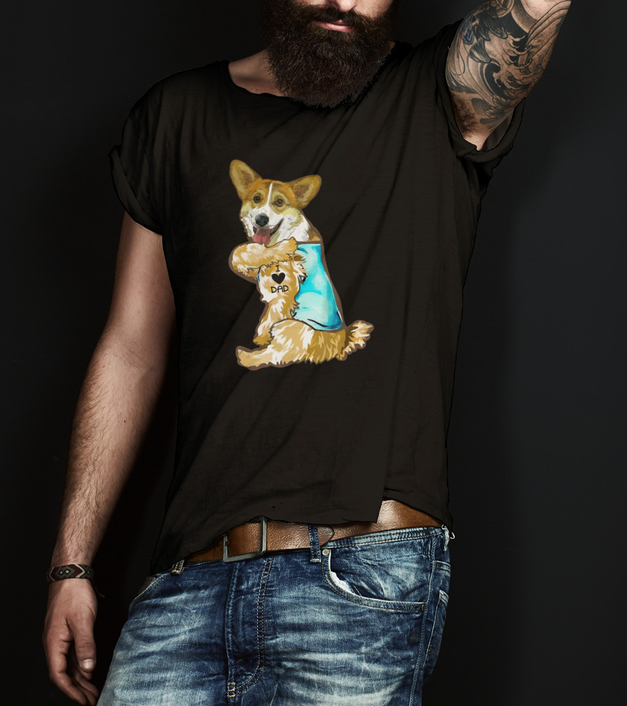 I Love Dad Corgi Father's Day For T-Shirt