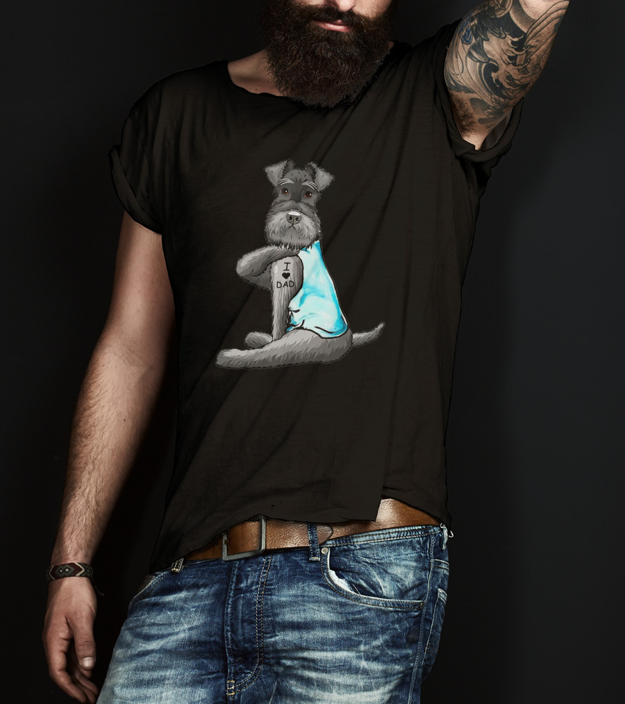 Schnauzer I Love Dad Tattoo T-Shirt