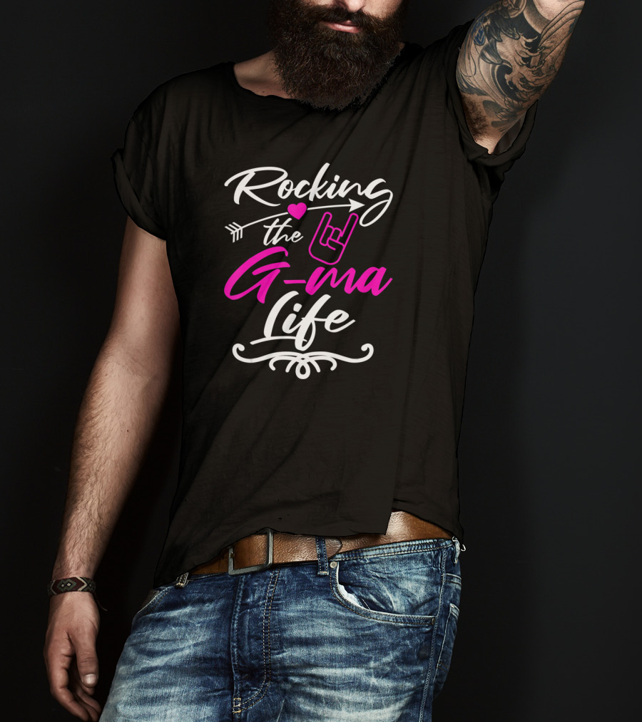 Rocking The G Ma Life Grandma Rock Hand Gesture Heart Arrow T-Shirt