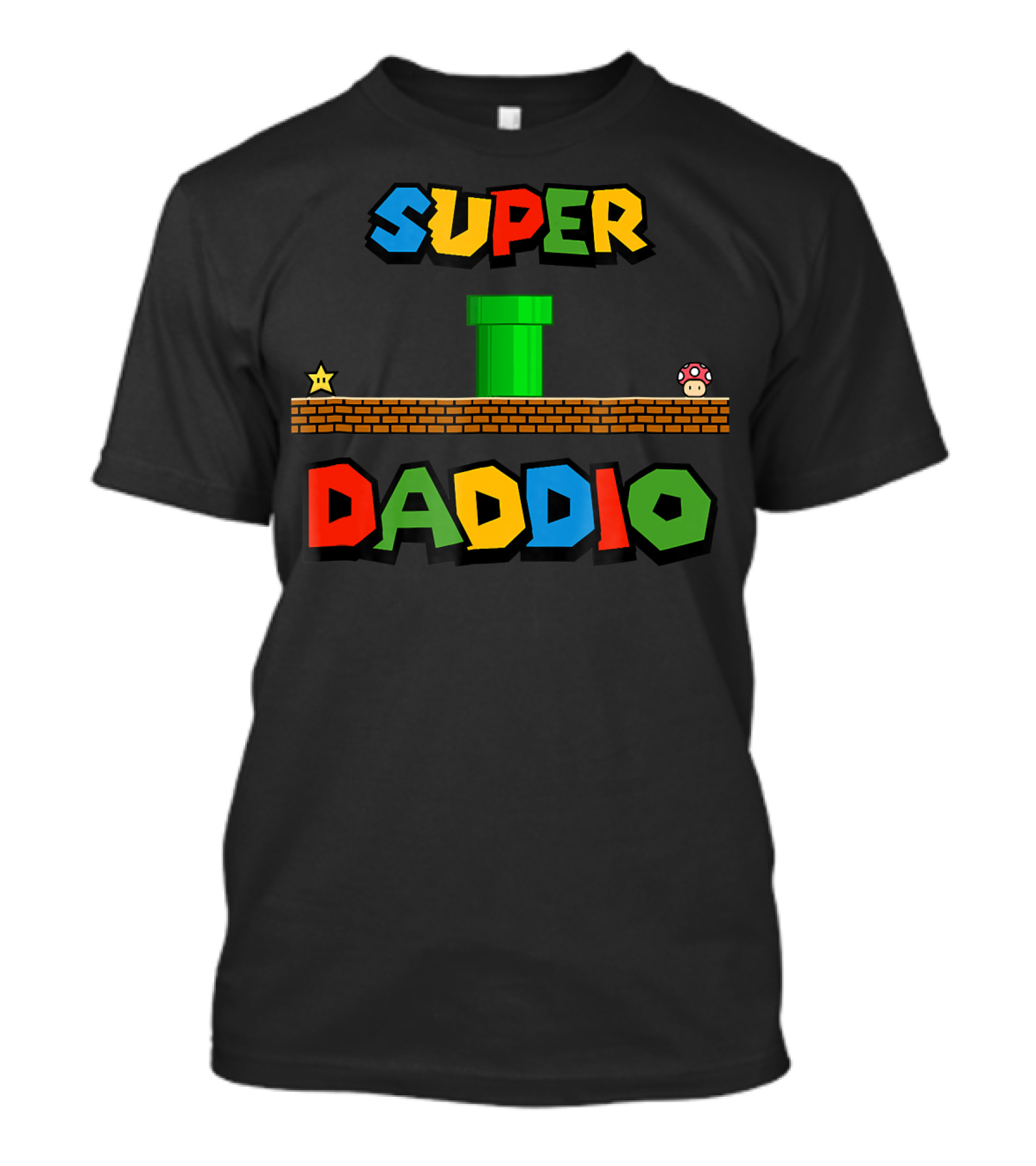 Super Daddio Nerdy Star Mushroom Pipe Block T-Shirt